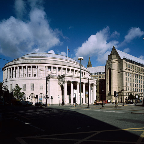 The round Central Library building in Manchester
